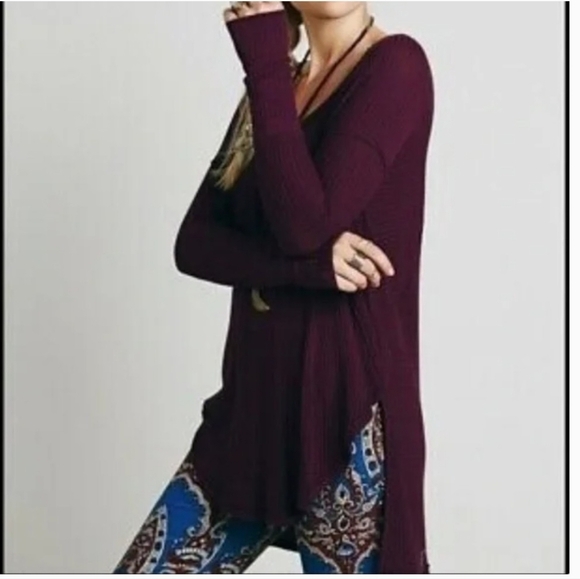 NEW Free People Revolve Thermal Ventura Drippy African Violet Top Bohemian Gypsy - Picture 11 of 16